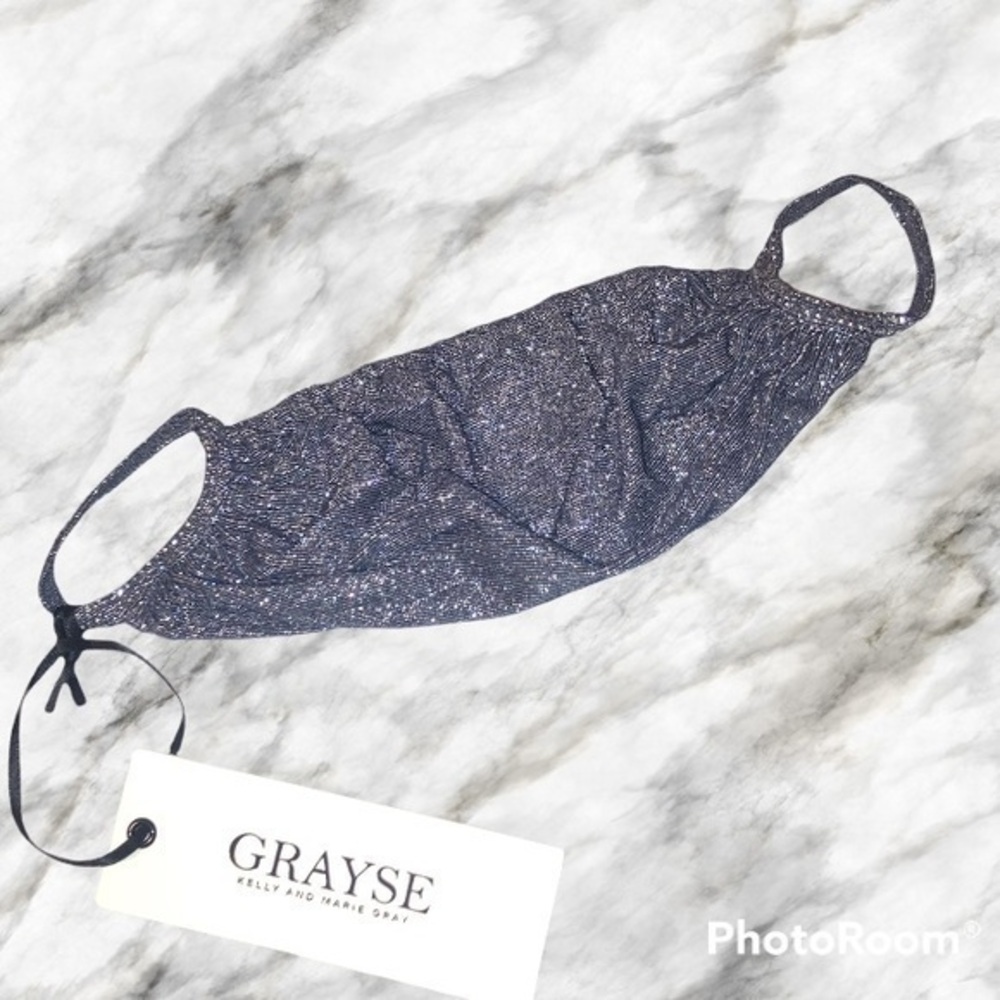 GRAYSE Kelly and Marie Gray Silver Shimmer Glamour Studded Face mask NWT O/S